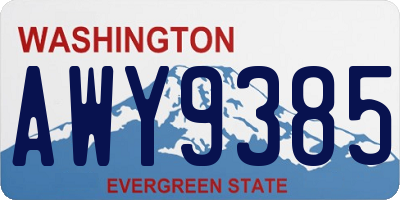 WA license plate AWY9385