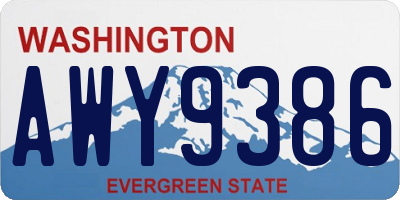WA license plate AWY9386