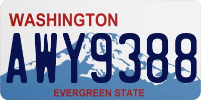 WA license plate AWY9388