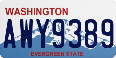 WA license plate AWY9389