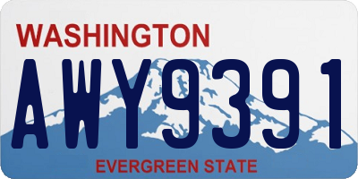WA license plate AWY9391