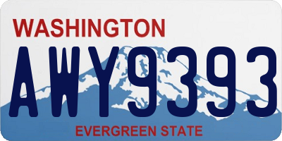 WA license plate AWY9393