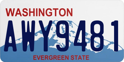 WA license plate AWY9481