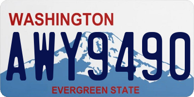 WA license plate AWY9490