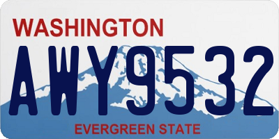 WA license plate AWY9532