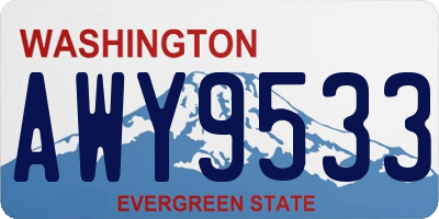 WA license plate AWY9533
