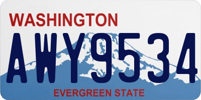 WA license plate AWY9534