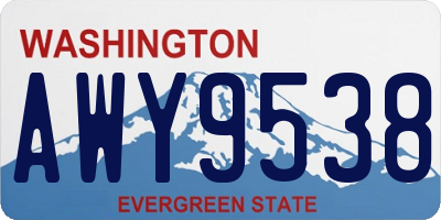 WA license plate AWY9538