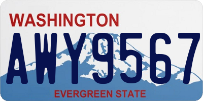 WA license plate AWY9567