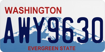 WA license plate AWY9630
