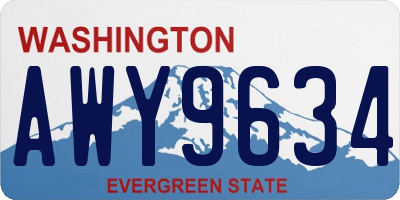WA license plate AWY9634