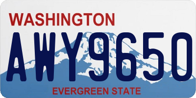 WA license plate AWY9650