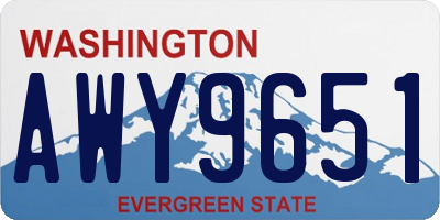 WA license plate AWY9651