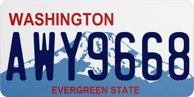 WA license plate AWY9668