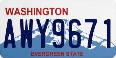 WA license plate AWY9671