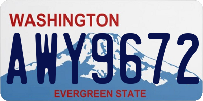 WA license plate AWY9672