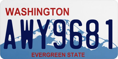 WA license plate AWY9681
