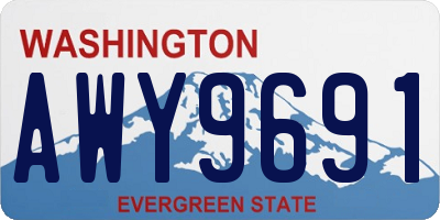 WA license plate AWY9691