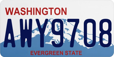 WA license plate AWY9708