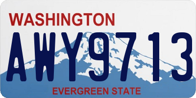 WA license plate AWY9713
