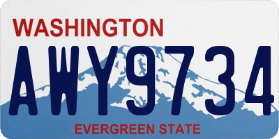 WA license plate AWY9734
