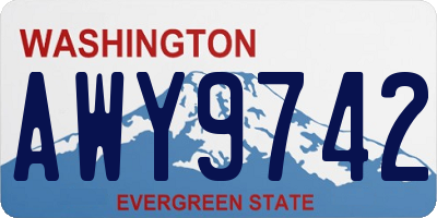 WA license plate AWY9742