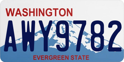 WA license plate AWY9782