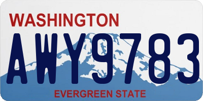WA license plate AWY9783