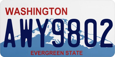 WA license plate AWY9802