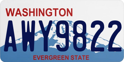 WA license plate AWY9822