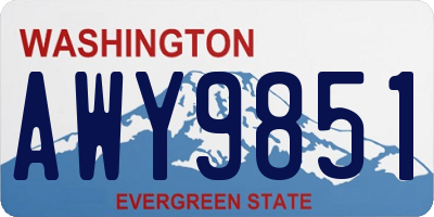WA license plate AWY9851