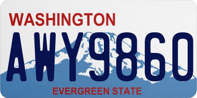 WA license plate AWY9860