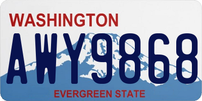 WA license plate AWY9868