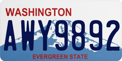 WA license plate AWY9892