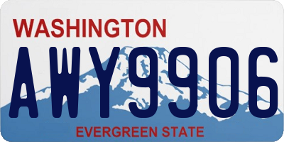 WA license plate AWY9906