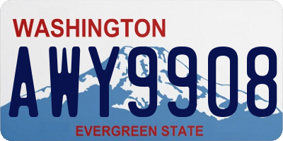 WA license plate AWY9908