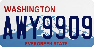 WA license plate AWY9909
