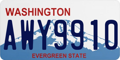WA license plate AWY9910
