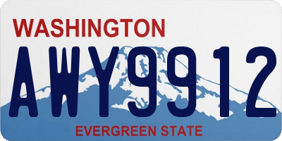 WA license plate AWY9912