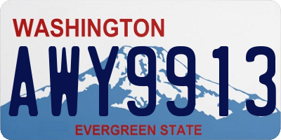 WA license plate AWY9913