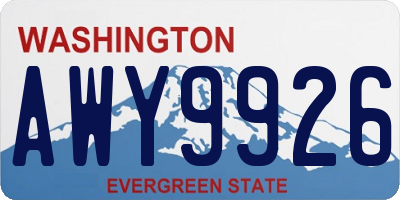 WA license plate AWY9926