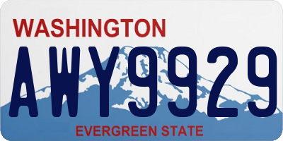 WA license plate AWY9929