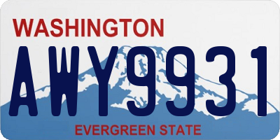 WA license plate AWY9931