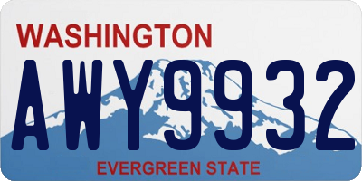 WA license plate AWY9932