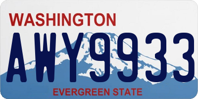 WA license plate AWY9933
