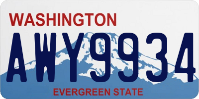 WA license plate AWY9934