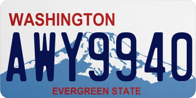 WA license plate AWY9940