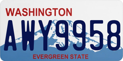 WA license plate AWY9958