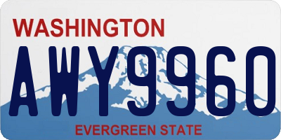 WA license plate AWY9960