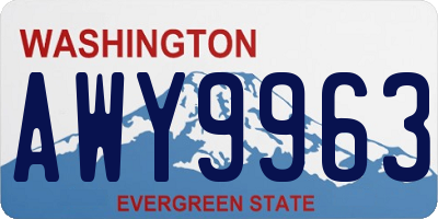 WA license plate AWY9963